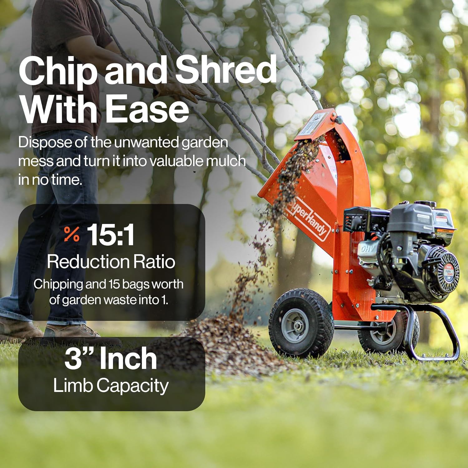 Mini Electric Wood Chipper & Shredder – Efficient Garden Waste Crusher